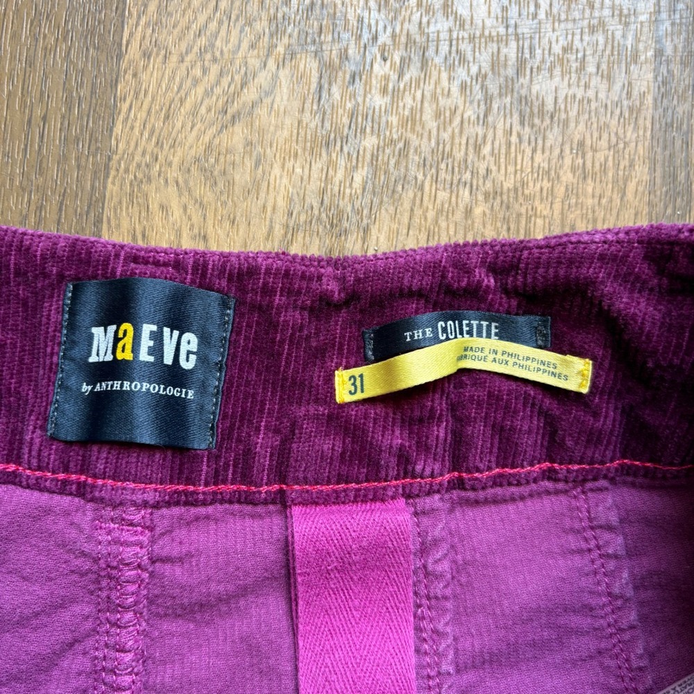 Maeve Anthropologie Women's Purple The Colette Corduroy Wide Leg Trousers - Picture 3 of 8